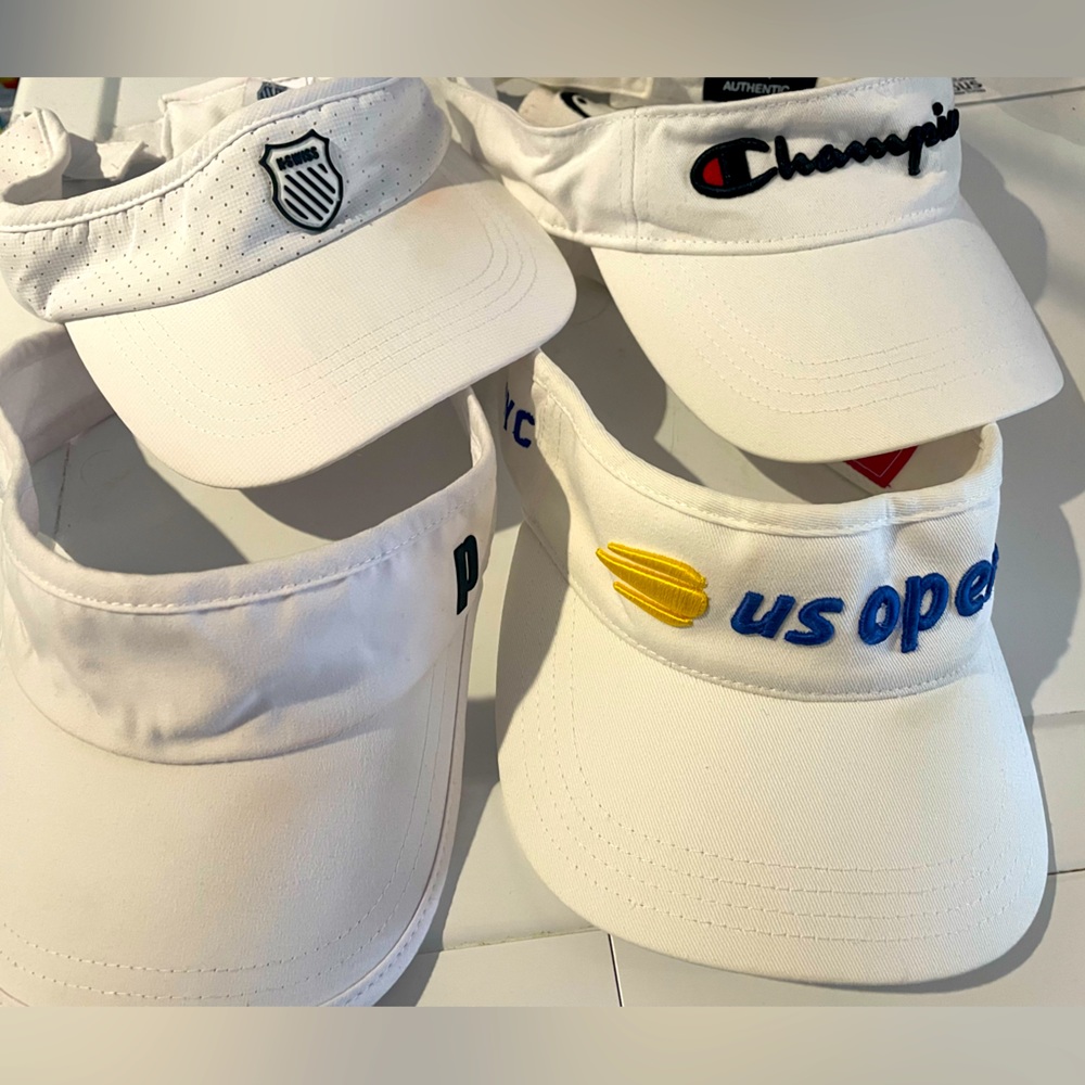White tennis visor package sell: prince, us open, kswiss and champion